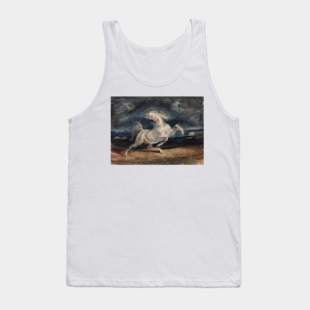 Horse Frightened by Lightning by Eugene Delacroix Tank Top by Classic Art Stall